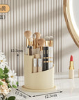 360° Rotating Makeup Brush Holder With Lid Luxury Cosmetic Organizer