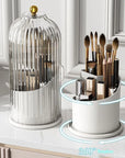 360° Rotating Makeup Brush Holder With Lid Luxury Cosmetic Organizer