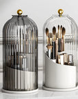 360° Rotating Makeup Brush Holder With Lid Luxury Cosmetic Organizer