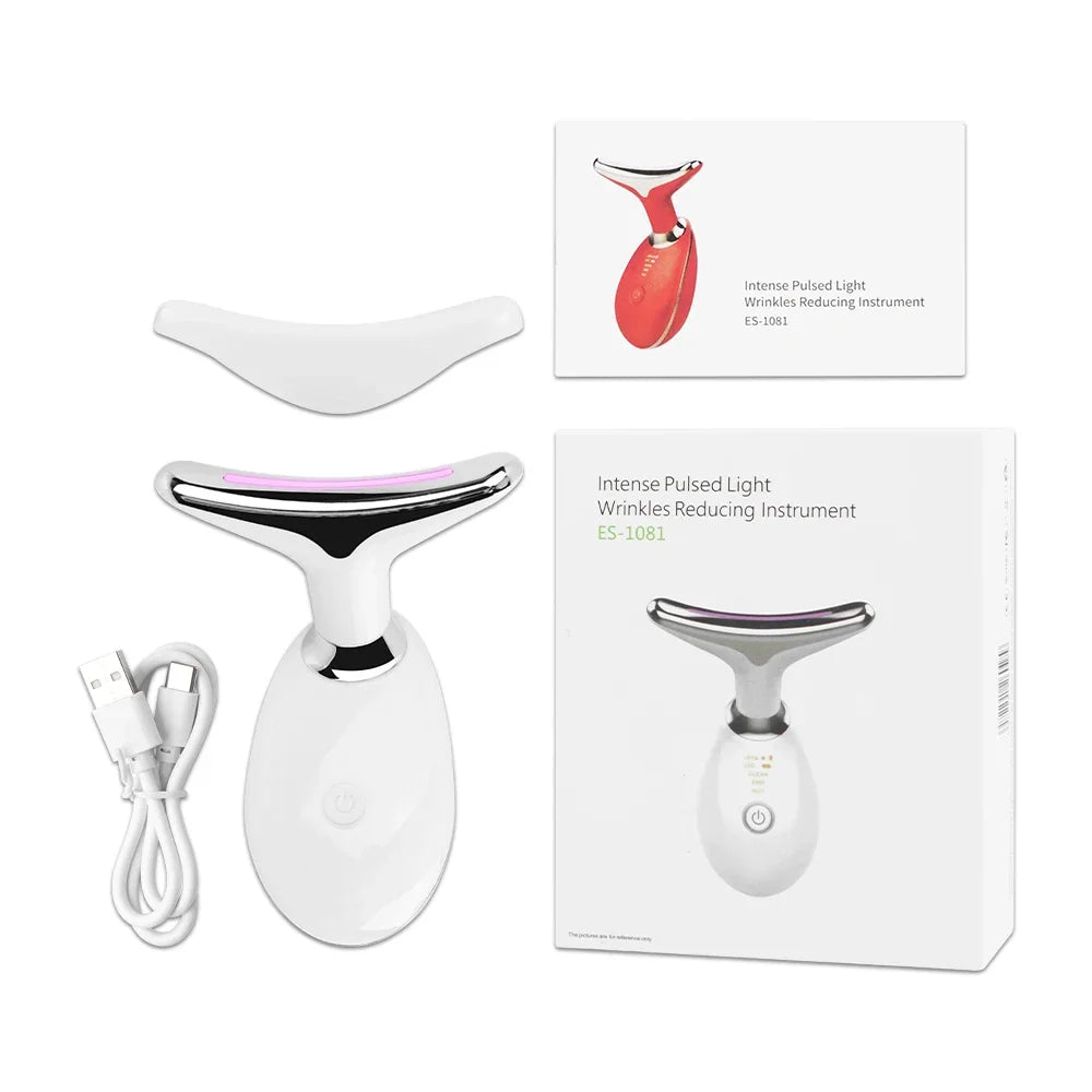 Face Neck Lift Beauty Device EMS Facial Massager LED Light