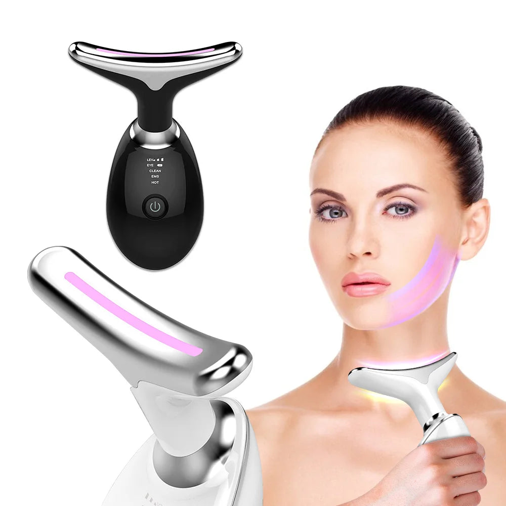 Face Neck Lift Beauty Device EMS Facial Massager LED Light