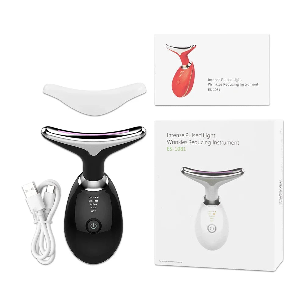 Face Neck Lift Beauty Device EMS Facial Massager LED Light