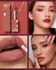Nude Matte Lip Gloss Set 6 Velvet Shades, Waterproof & Long-Lasting