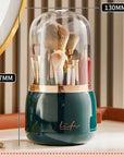 360° Rotating Makeup Brush Holder With Lid Luxury Cosmetic Organizer