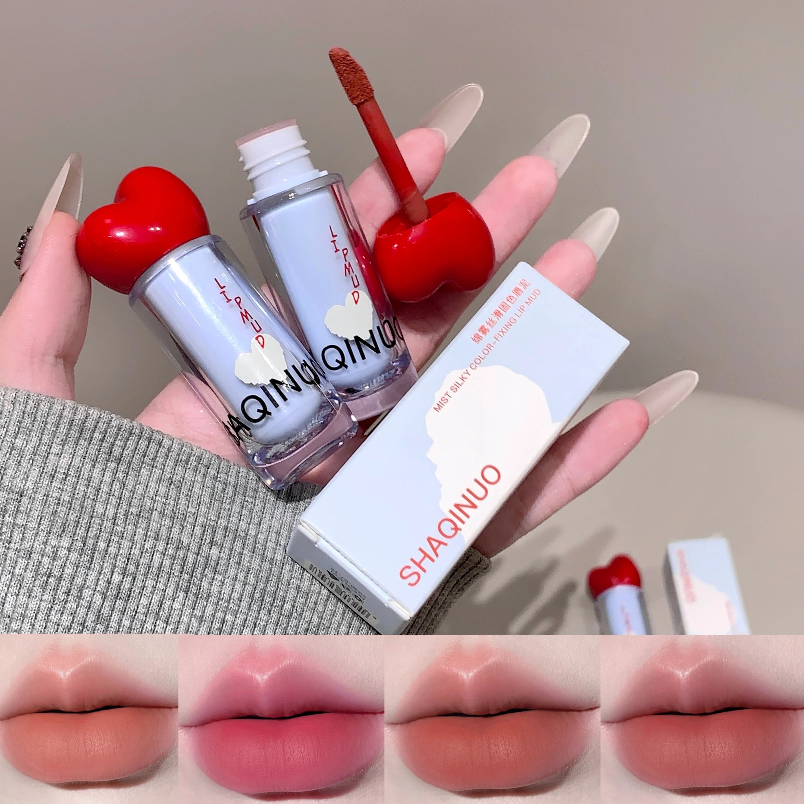 SHAQINUO Velvet Matte Lip Mud Soft Mist Mousse Lip