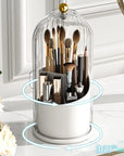 360° Rotating Makeup Brush Holder With Lid Luxury Cosmetic Organizer